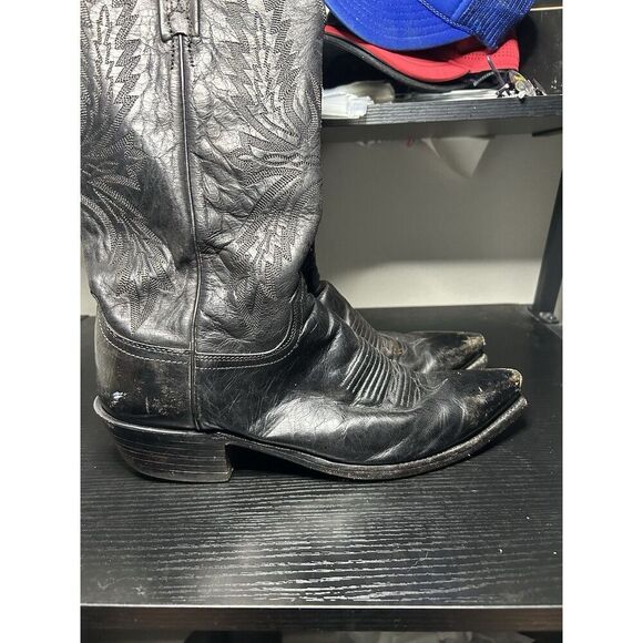 Lucchese 1883 Snip Toe Cowboy Boots Mens Size 8 D Black Leather - Picture 5 of 16